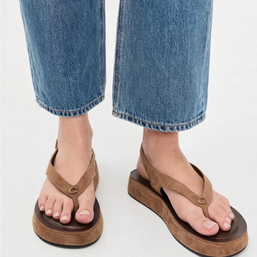 Coach Sculpted C Platform Suede Thong